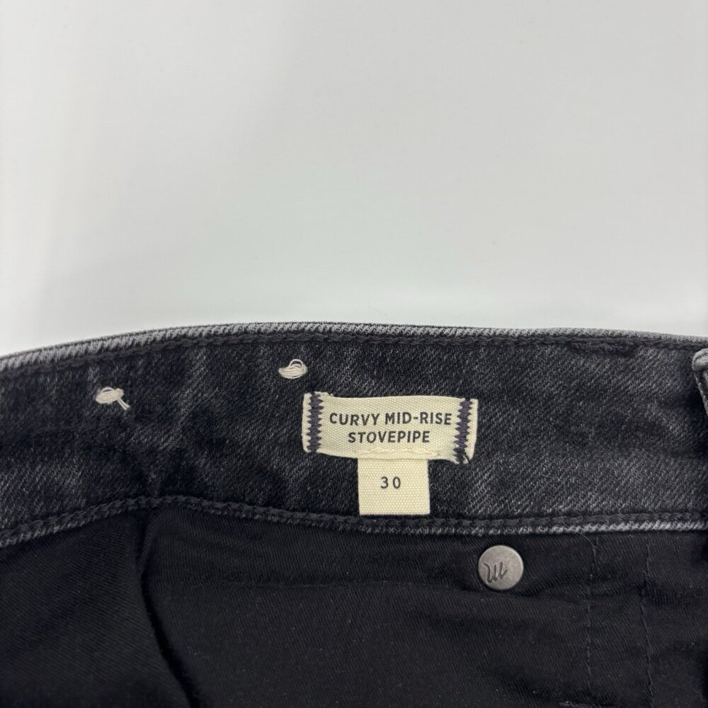 Madewell Curvy Mid Rise Stovepipe‎ Jeans Black Womens Size 30 Roll Up Ankle - Picture 7 of 11